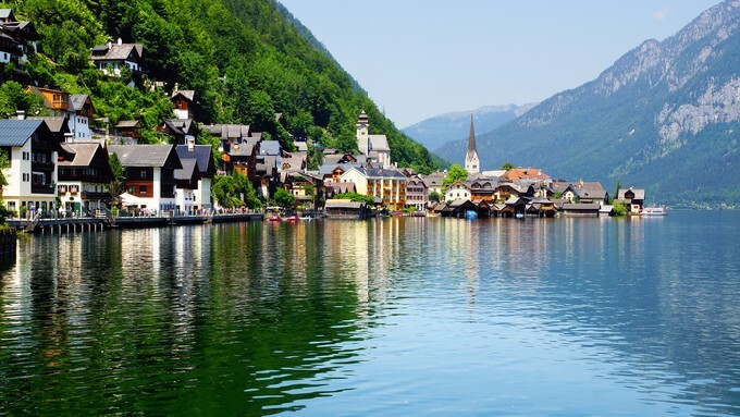 View on the Hallstatt and Hallstatter See, Upper Austria